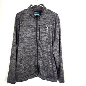 PGA Tour Gray Heather Full Zip Track Jacket Stretch Fabric 3 Pockets Mens L